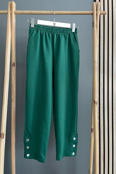 NÖSHE Paçası Çıtçıtlı Pantolon  Yeşil