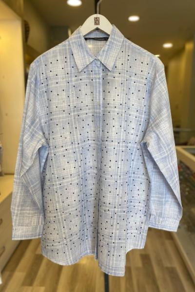 Orfeo Negro Taş Detay Gömlek Mavi