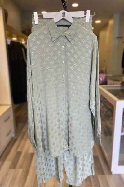 Orfeo Negro Jakarlı Desenli Takım Su Yeşili