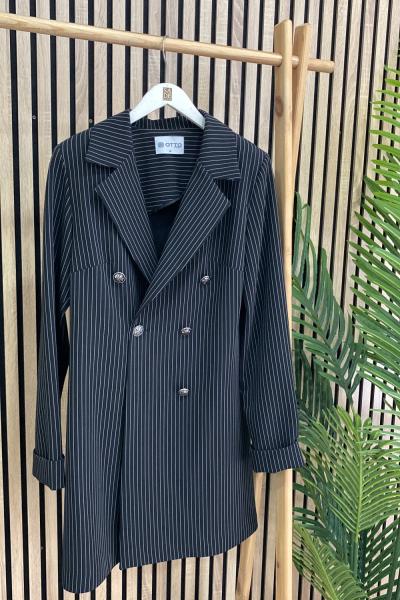 Otto Çizgili Ceket  Siyah