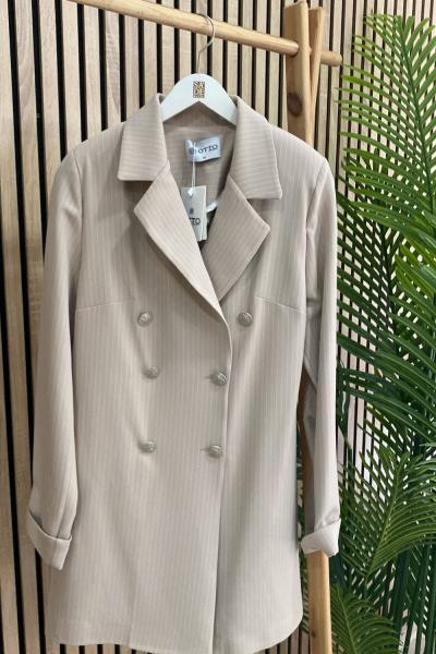 Otto Çizgili Ceket  Taş Rengi