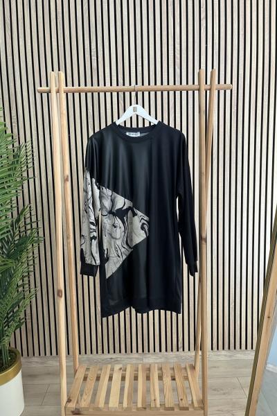 Otto Otto Ebruli Desen Tunik Siyah