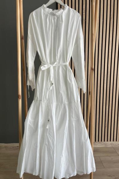 Ceremony Paraşüt Kumaş Elbise Beyaz