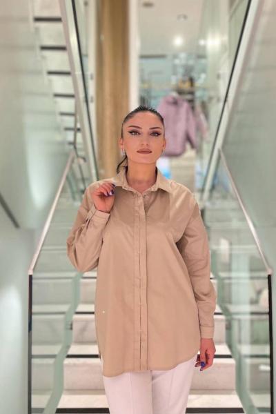 Ceremony Patı ve Kol Manşeti Punterzli Paper Touch Gömlek Camel