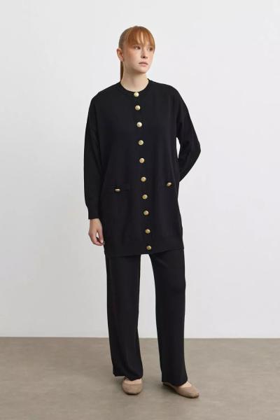 Merwish Piano Pantolonlu Takım Siyah