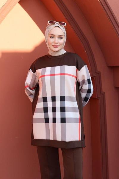 Pilise Burberry Tunik Kahverengi