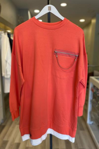 Puane CEBİ FERMUAR DETAYLI SWEAT Nar Çiçeği
