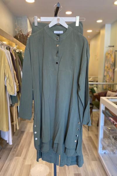 Puane Çıt Çıtlı Modal Takım Haki