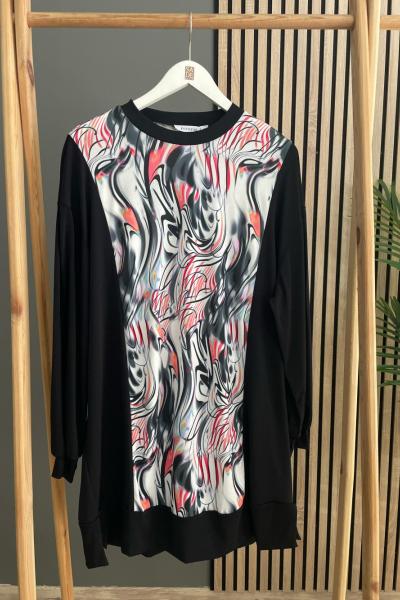 Puane Dijital Baskılı Tunik Siyah