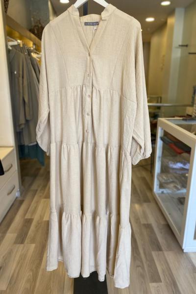 Puane Kat Kat Elbise Taş Rengi