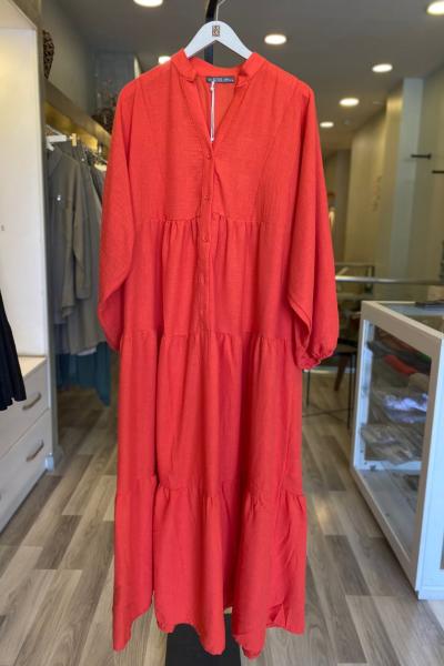 Puane Kat Kat Elbise Nar Çiçeği