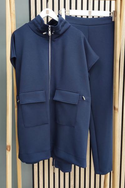 Puane Balıkçı Yaka Yelek Takım Lacivert