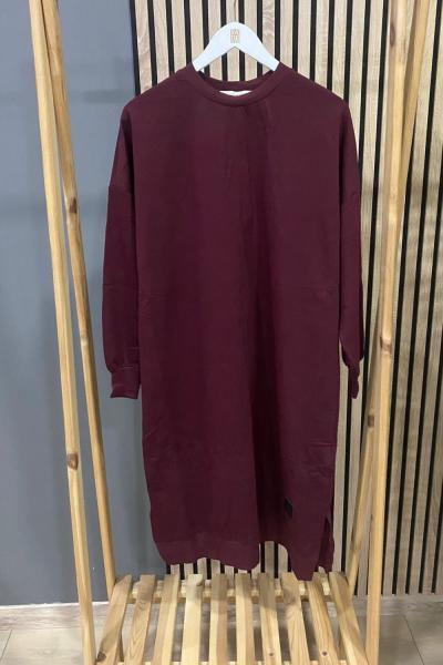 Sade Butik Soul Basic Uzun Tunik Bordo
