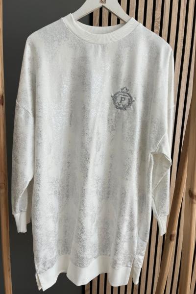 Puane Sim Detay Sweat Shirt Beyaz