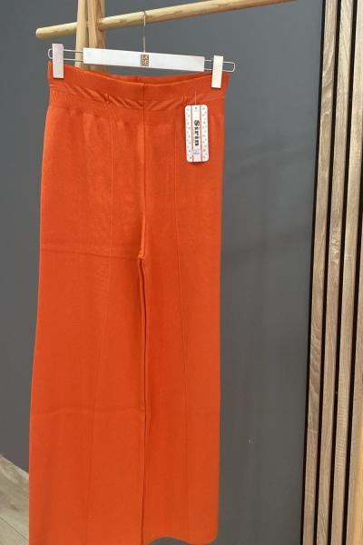 Şirin Geniş Paça Merserize Pantolon  Turuncu