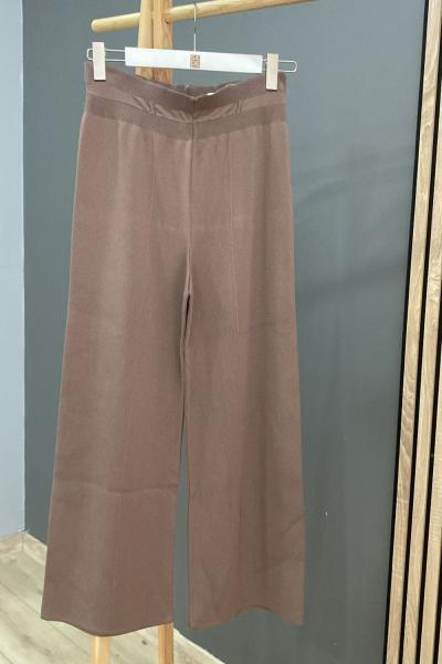 Şirin Geniş Paça Merserize Pantolon Vizon