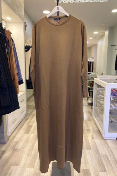 Süssü Kotanit Örme Triko Elbise Kahverengi