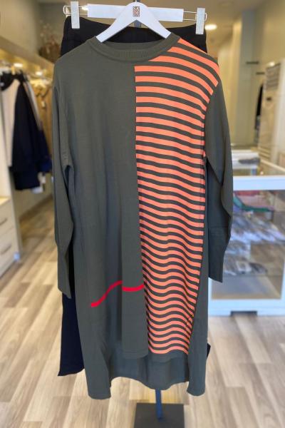 Süssü Perfect Rayon İntersiye Çizgili Takım Haki