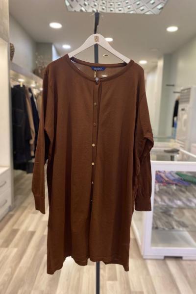 Süssü Vanizalı Düğmeli Triko Ceket Kahverengi