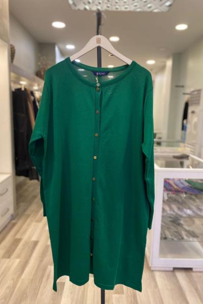 Süssü Vanizalı Düğmeli Triko Ceket Yeşil