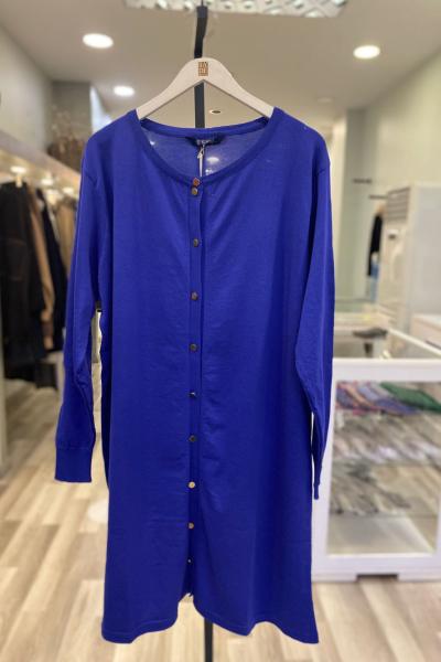 Süssü Vanizalı Düğmeli Triko Ceket Saks Mavisi