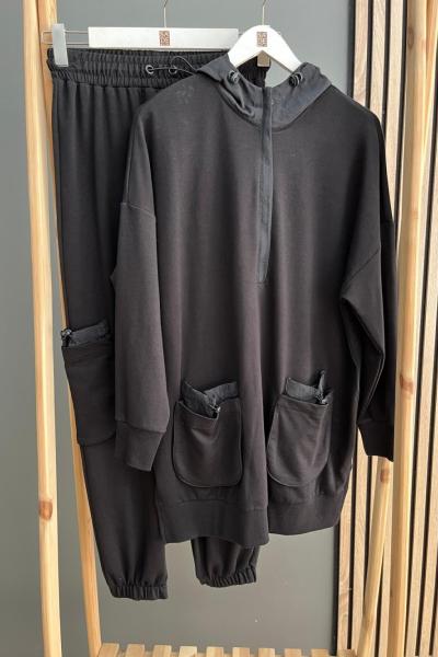 Puane Torba Cep Detay Takım Siyah