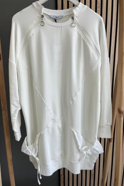 Puane Torba Cepli Sweat Shirt Beyaz