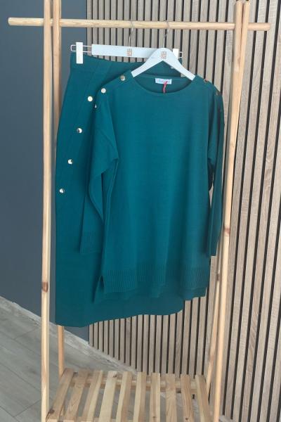 Vivalolita Omzu Patlı  Etekli  Takım  Yeşil