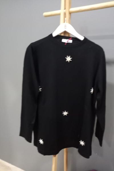 Vivalolita İncili Kazak Kar Desen  Siyah