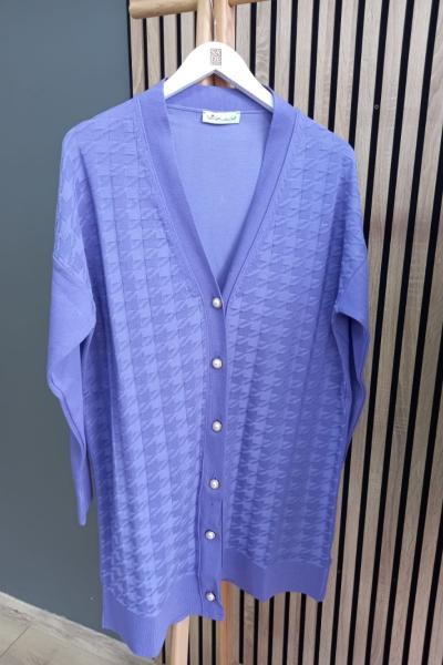 Vivalolita Kaz Ayağı Desen Hırka Mor