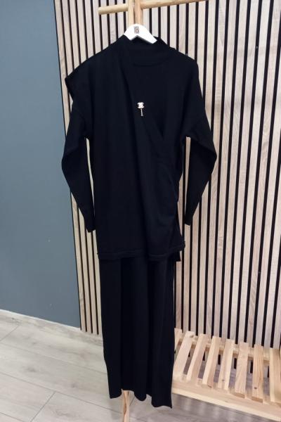 Vivalolita Anvelop Detay Triko Elbise  Siyah