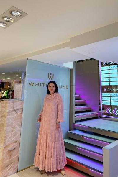 Ceremony Yakası Saten Garnili Balon Kol Riban Elbise Pembe