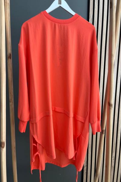 Puane Yanları İp Detaylı Tunik Nar Çiçeği