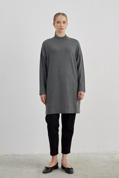 Merwish Yarım Balıkçı Triko Tunik Antrasit