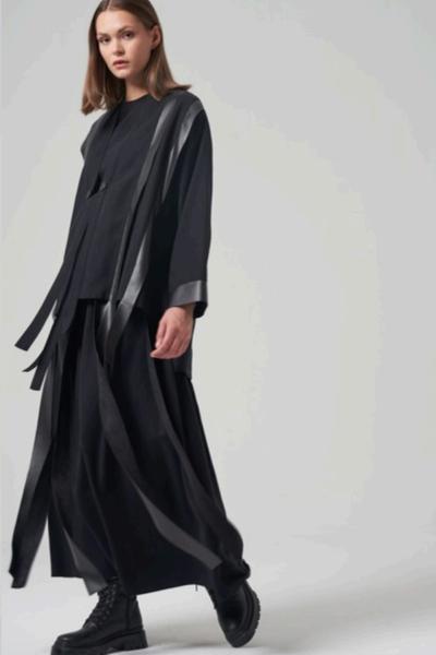 Ceremony Anjelik Deri Saçaklı Etek Siyah