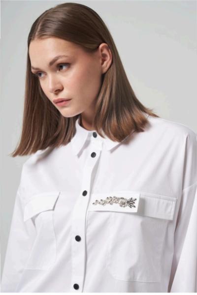 Ceremony 2026 KIŞ Arkası Allerli Bağlamalı Paper Touch Gömlek Ekru