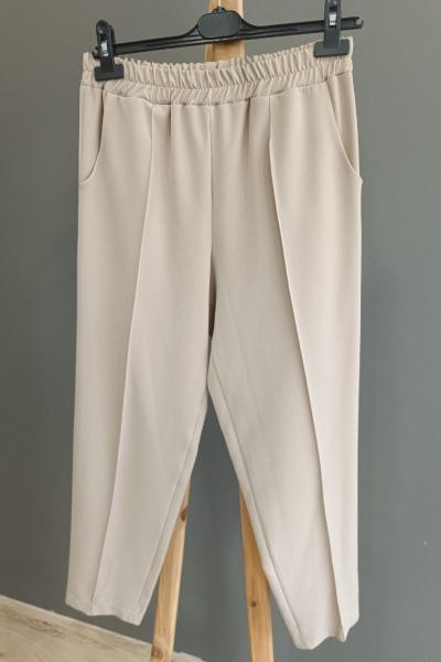 Ceremony Beli Lastikli Finike Havuç Paça Pantolon Taş Rengi