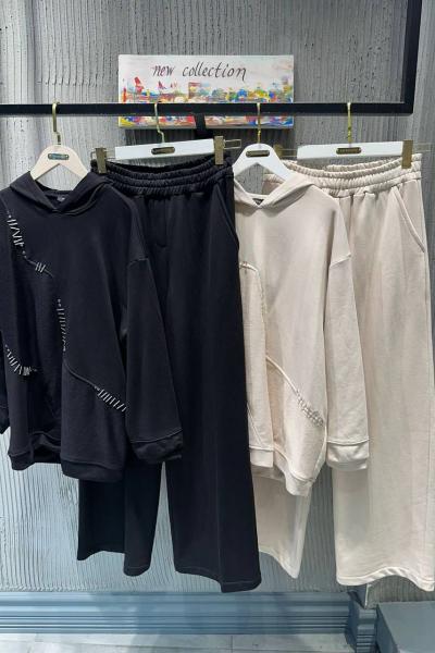 Ceremony Boru Boncuk Detaylı Evita Takım Siyah