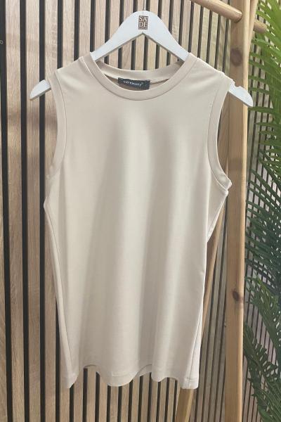 Ceremony Kolsuz Bambu Kısa Bluz Taş Rengi