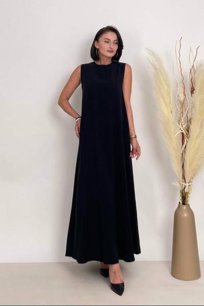 Ceremony 2026 KIŞ Kolsuz Tensel Tam Boy Elbise Siyah