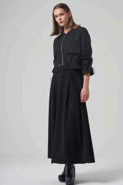 Ceremony 2026 KIŞ Pullu Beli Lastikli Bolerolu Etekli Takım Siyah