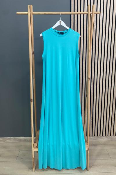 Ceremony Sıfır Kol İçlik Elbise Turkuaz