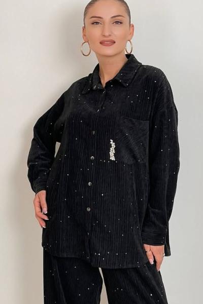 Ceremony Tek Cepli ve İşlemeli Queen Tunik Siyah