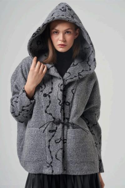 Ceremony 2026 KIŞ Terra Önden Bağcık Detaylı Kısa Kaban Gri