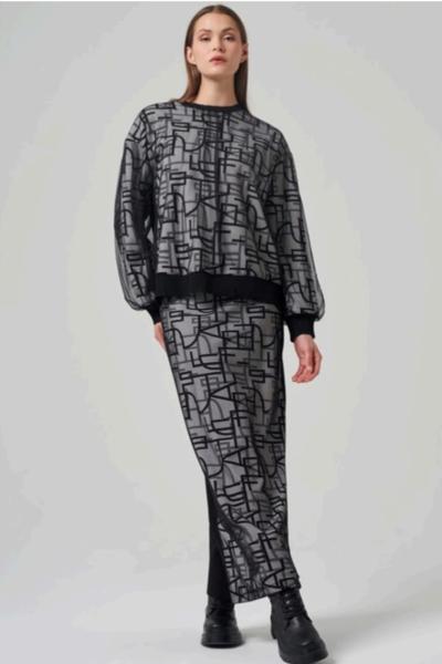 Ceremony 2026 KIŞ Tül Detaylı Baskılı Triko Etekli Takım Gri