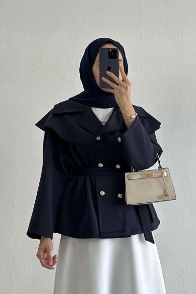 ESİO Scuba Geniş Yaka Ceket Lacivert