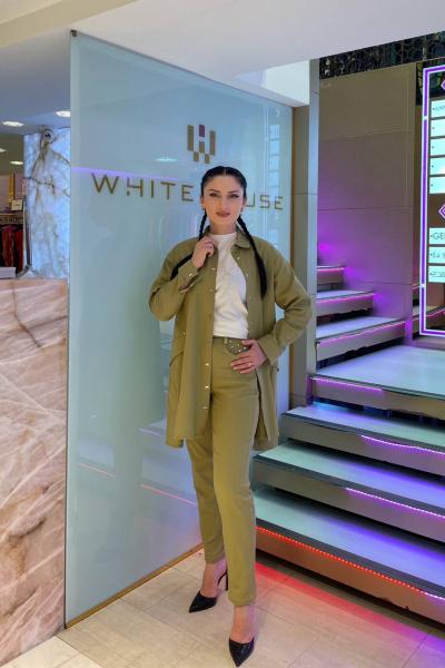 Ceremony Pamuk Gabardin Cebi Zımbalı Cigarette Pantolon Yeşil