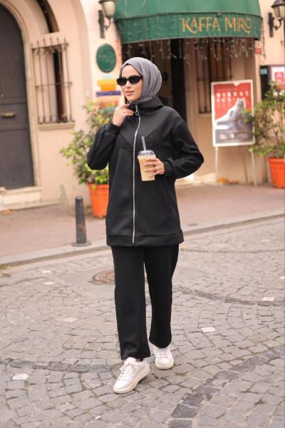 Pilise Sim Triko Detay Takım Siyah