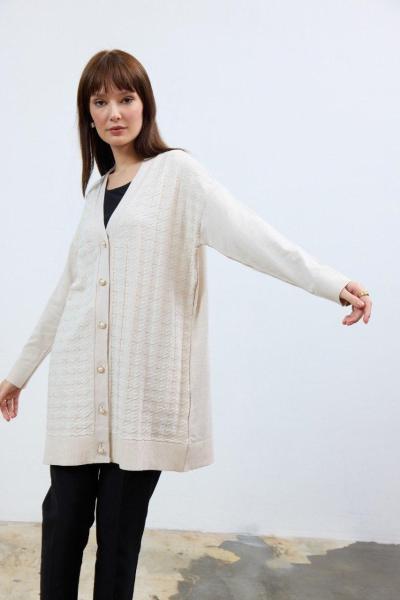 Vivalolita Kaz Ayağı Desen Hırka Krem